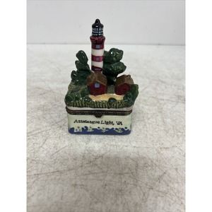Assateague Light, VA LIGHTHOUSE-Porcelain Hinged-Box-from the LIGHTHOUSE SERIES